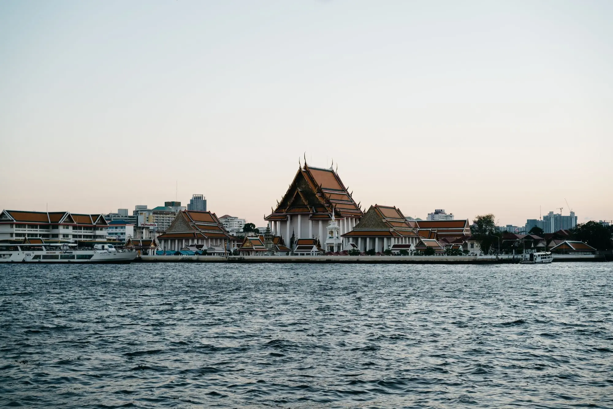 Wat Kanlayanamit temple on the Chao Phraya River in Bangkok