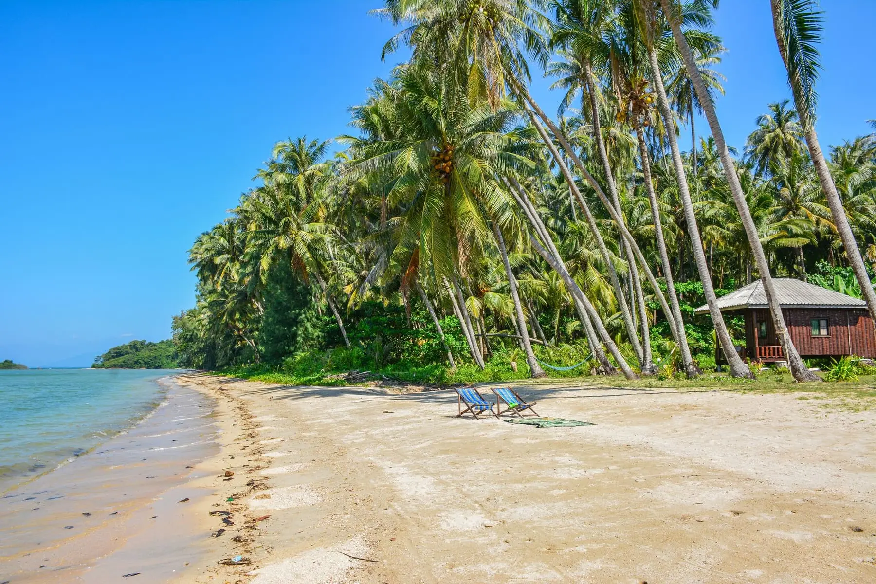 Deserted beach with coconut palms on Ko Mak island, Thailand