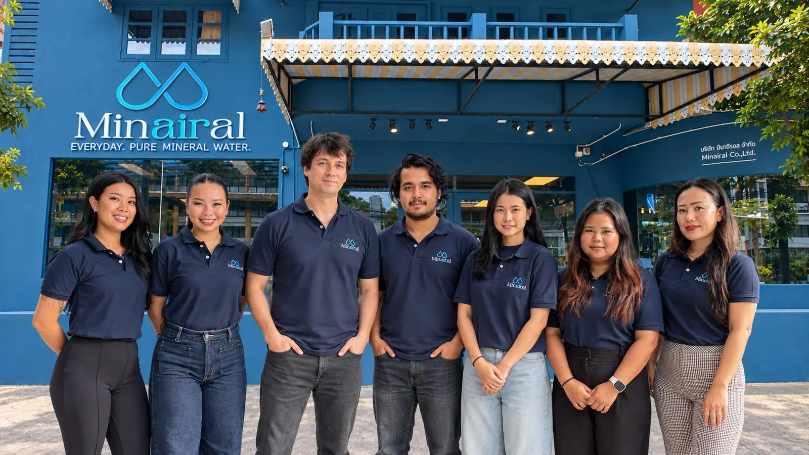 ทีมงาน Minairal หน้าสำนักงานใหญ่ที่เกาะสมุย