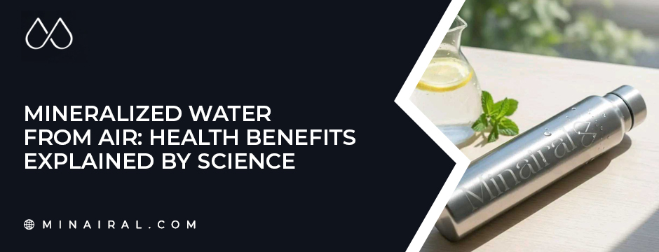 Minairal mineralized water from air bottle highlighting science-backed health benefits