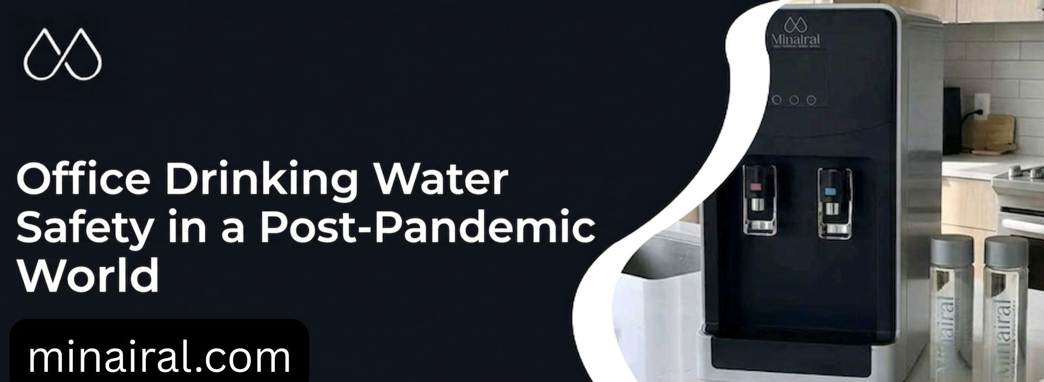 Office water dispenser promoting post-pandemic drinking water safety solutions for workplaces